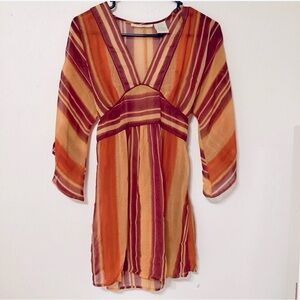 LAVENDER STAR 70’s-Style Striped Multicolor Dress/Top, Vibrant & Sexy! Med, NWOT